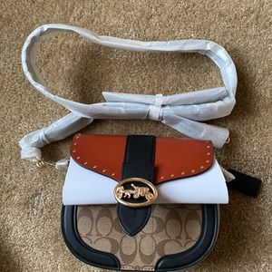 Georgie Saddle Bag in Colorblock Signature with Canvad Rivets